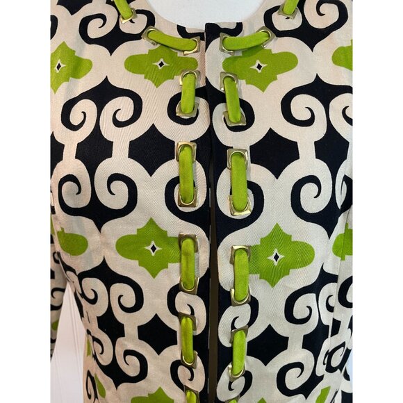 David Brooks Blazer Womens Size M Beige Green Black Geometric Pattern - Picture 7 of 16